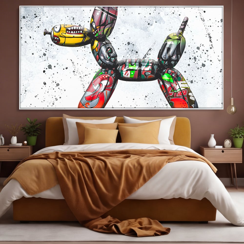 Tablou Canvas Premium LuxCanva® B1043, Pop Art Dog Balloon , Dormitor, Copii, Caine, Balon, Culori Vibrante