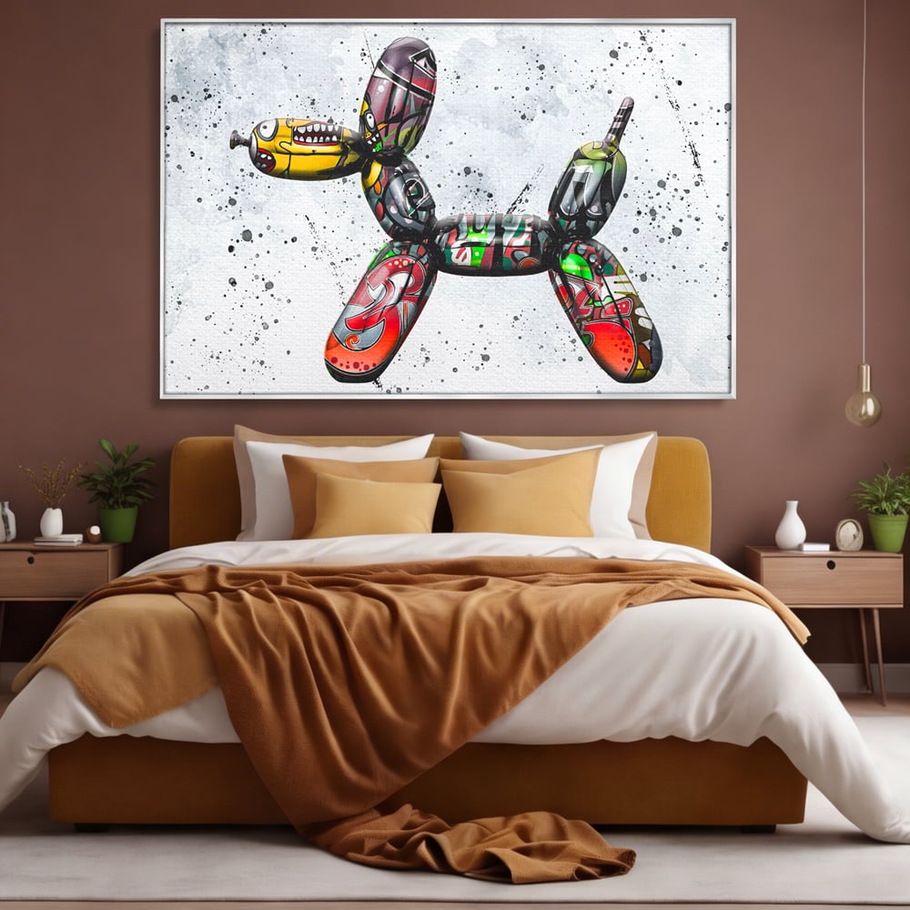 Tablou Canvas Premium LuxCanva® B1043, Pop Art Dog Balloon , Dormitor, Copii, Caine, Balon, Culori Vibrante