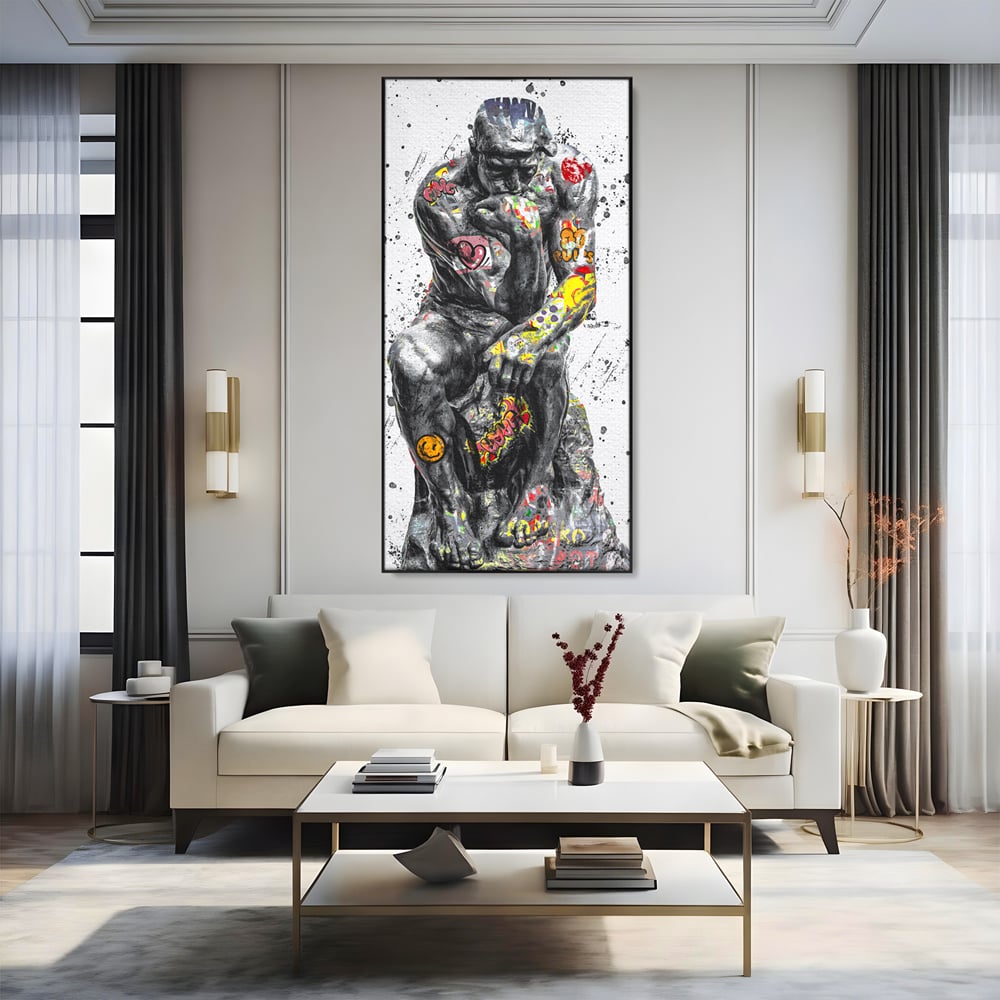 Tablou Canvas Premium LuxCanva® B1044, The Thinker ,  Living, Decorativ, Abstract, Emotie, Ganduri, Culori Vibrante