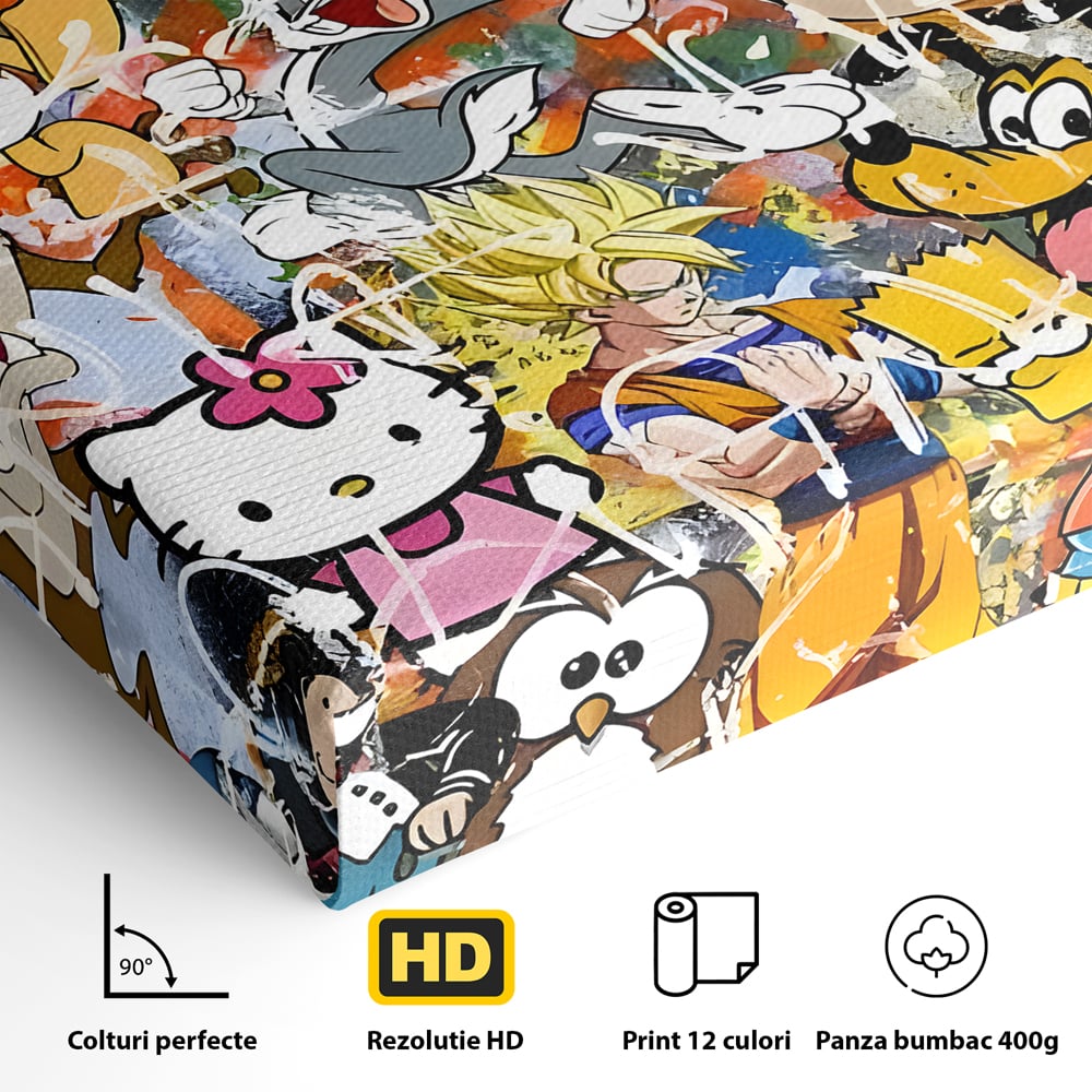 Tablou Canvas Premium, LuxCanva® B1046, Personaje Disney, Dormitor, Disney, Desene Animate, Copii, Mickey, Multicolor, Culori Vibrante