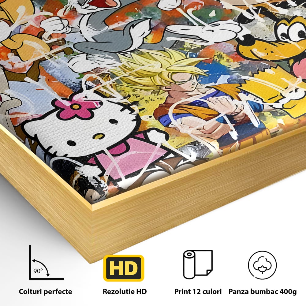 Tablou Canvas Premium, LuxCanva® B1046, Personaje Disney, Dormitor, Disney, Desene Animate, Copii, Mickey, Multicolor, Culori Vibrante