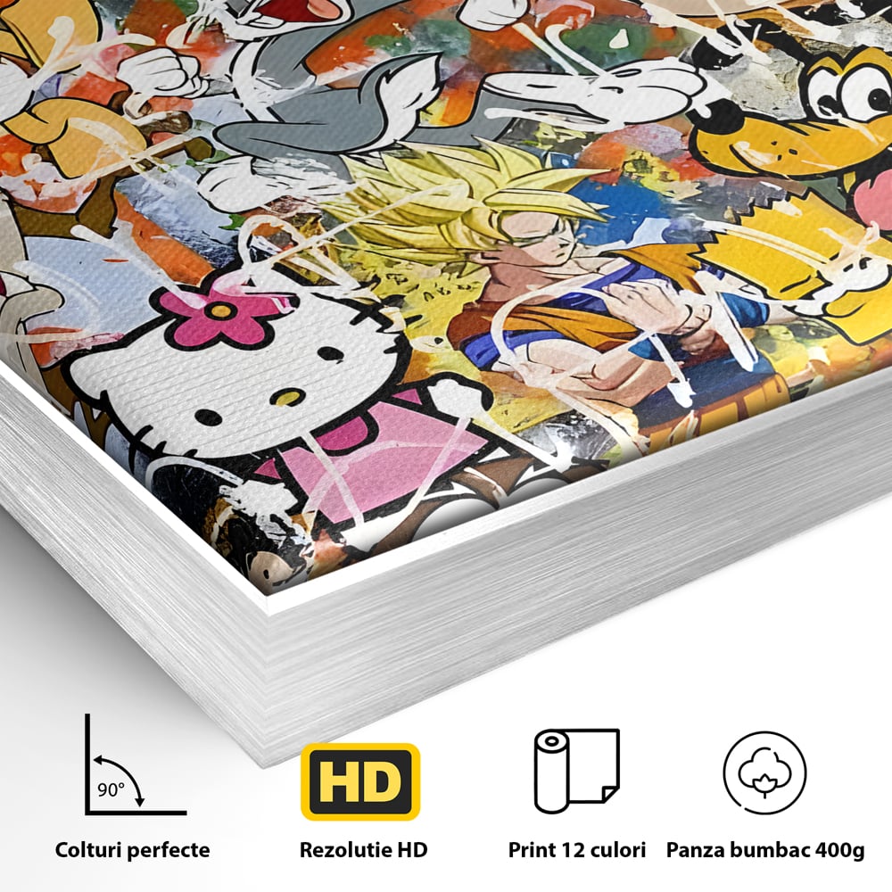 Tablou Canvas Premium, LuxCanva® B1046, Personaje Disney, Dormitor, Disney, Desene Animate, Copii, Mickey, Multicolor, Culori Vibrante