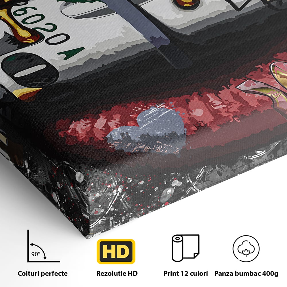 Tablou Canvas Premium LuxCanva® B1047, Red Lips , Dormitor, Living, Dolari, Rosu, Buze, Senzualitate, Multicolor, Culori Vibrante