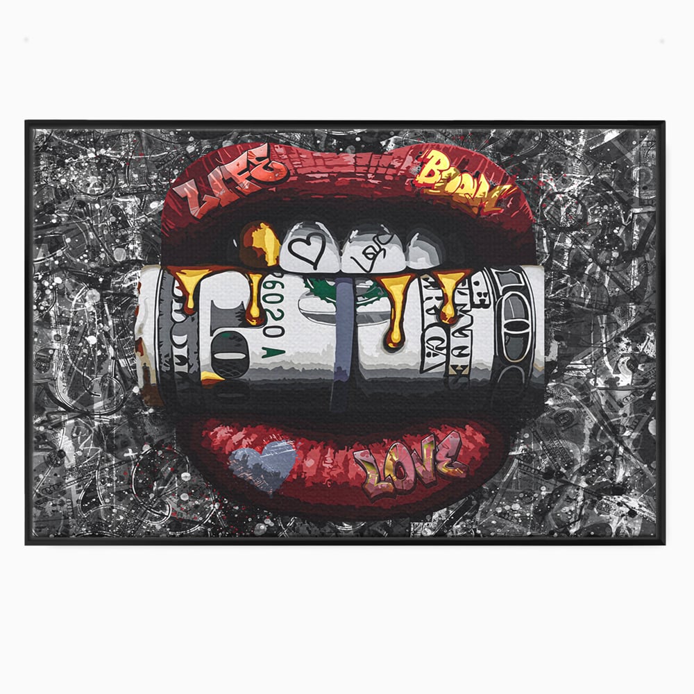 Tablou Canvas Premium LuxCanva® B1047, Red Lips , Dormitor, Living, Dolari, Rosu, Buze, Senzualitate, Multicolor, Culori Vibrante