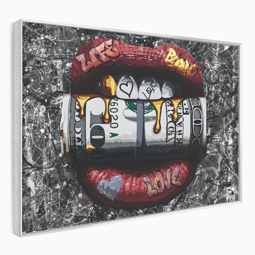 Tablou Canvas Premium LuxCanva® B1047, Red Lips , Dormitor, Living, Dolari, Rosu, Buze, Senzualitate, Multicolor, Culori Vibrante