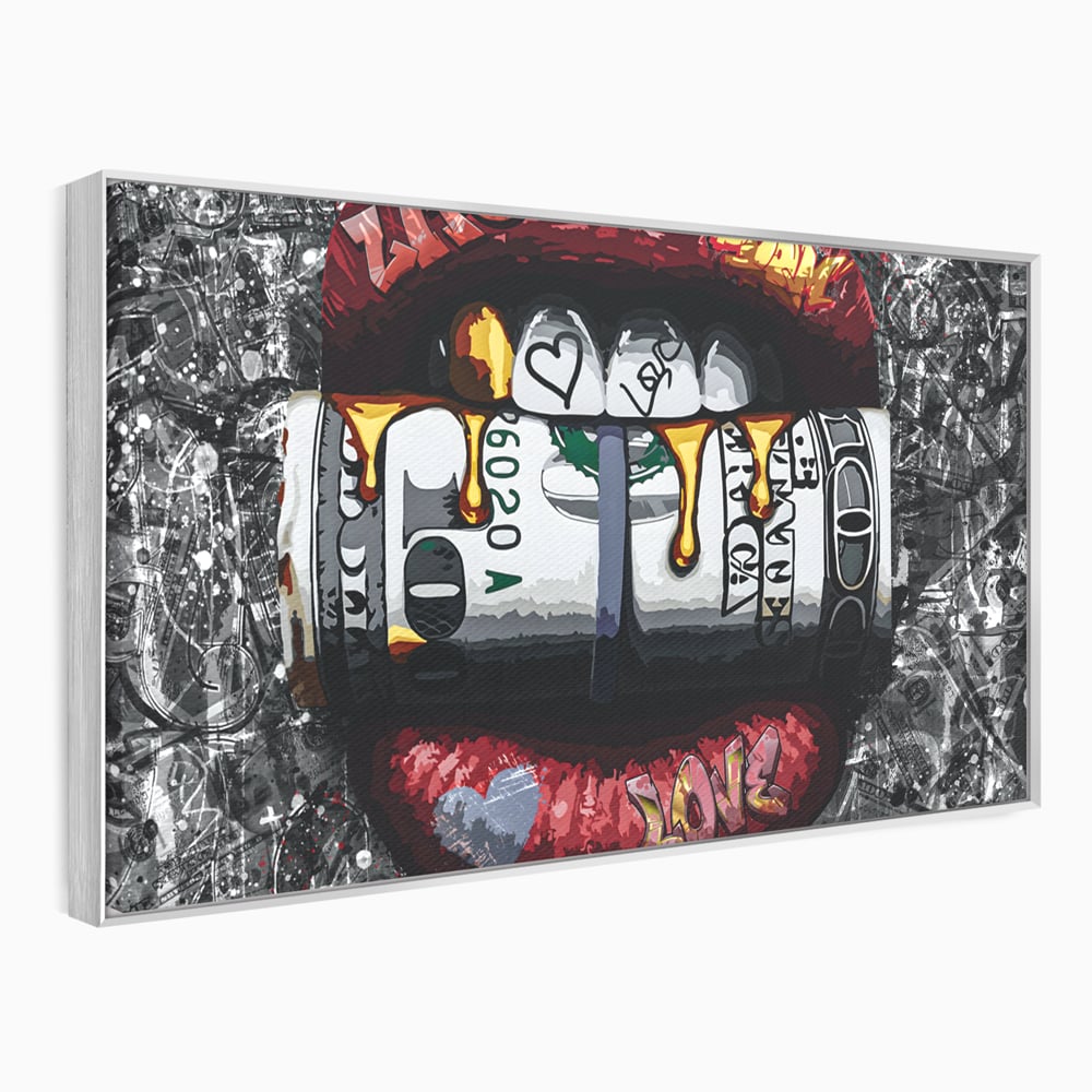 Tablou Canvas Premium LuxCanva® B1047, Red Lips , Dormitor, Living, Dolari, Rosu, Buze, Senzualitate, Multicolor, Culori Vibrante