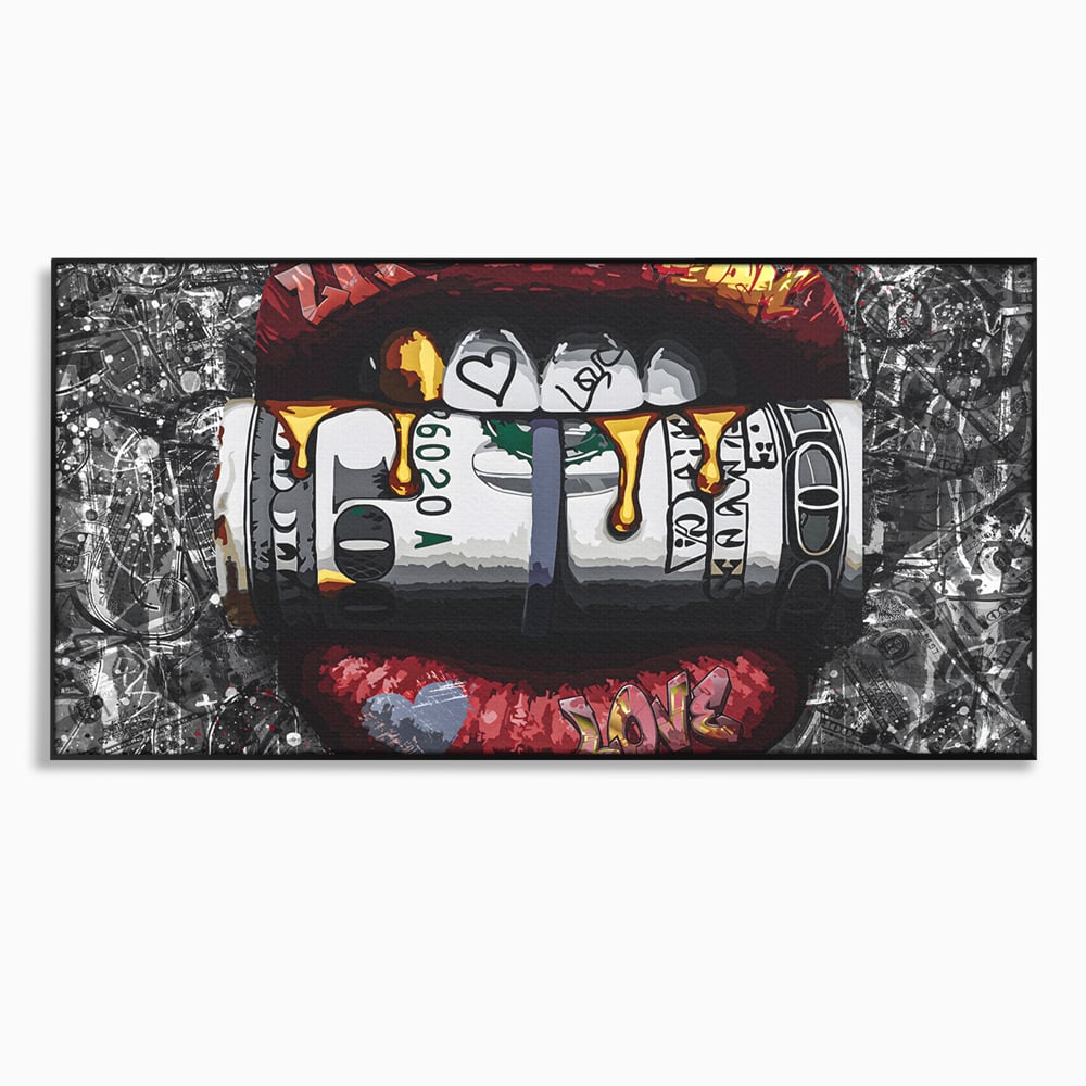 Tablou Canvas Premium LuxCanva® B1047, Red Lips , Dormitor, Living, Dolari, Rosu, Buze, Senzualitate, Multicolor, Culori Vibrante