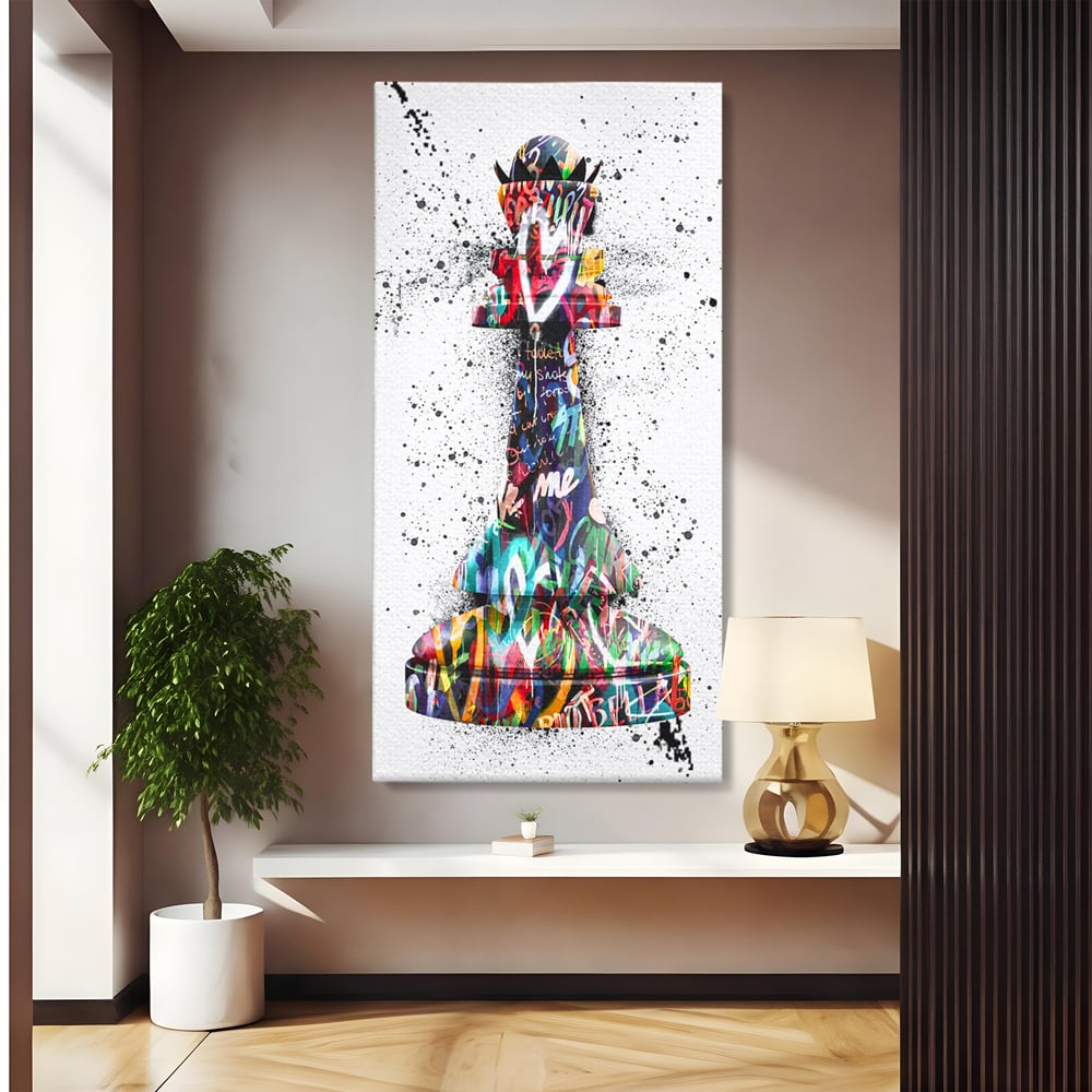 Tablou Canvas Premium LuxCanva® B1048, Chess Queen , Dormitor, Living, Iubire, Regina, Sah, Bella, Multicolor, Culori Vibrante