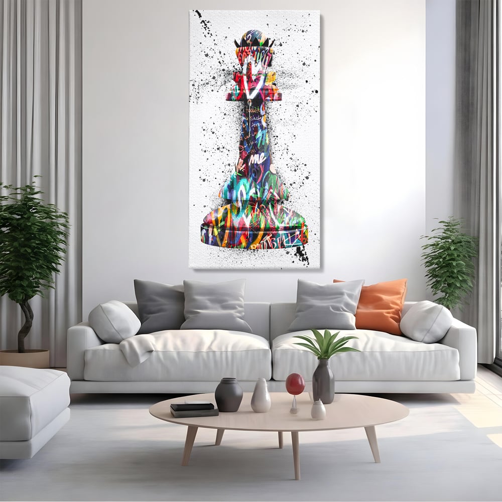 Tablou Canvas Premium LuxCanva® B1048, Chess Queen , Dormitor, Living, Iubire, Regina, Sah, Bella, Multicolor, Culori Vibrante