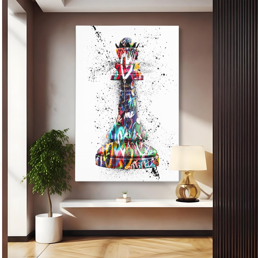 Tablou Canvas Premium LuxCanva® B1048, Chess Queen , Dormitor, Living, Iubire, Regina, Sah, Bella, Multicolor, Culori Vibrante