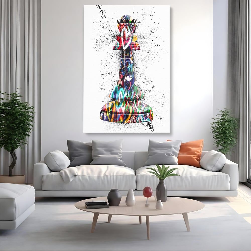 Tablou Canvas Premium LuxCanva® B1048, Chess Queen , Dormitor, Living, Iubire, Regina, Sah, Bella, Multicolor, Culori Vibrante