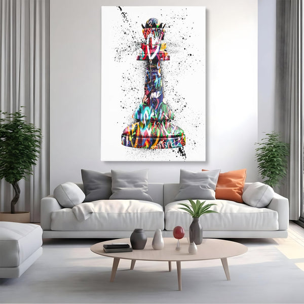Tablou Canvas Premium LuxCanva® B1048, Chess Queen , Dormitor, Living, Iubire, Regina, Sah, Bella, Multicolor, Culori Vibrante