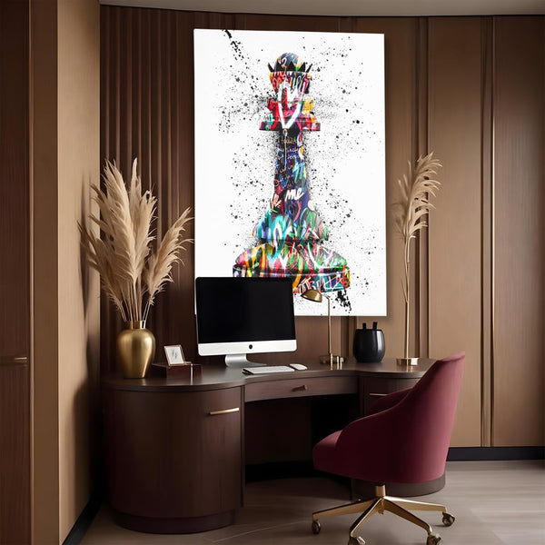 Tablou Canvas Premium LuxCanva® B1048, Chess Queen , Dormitor, Living, Iubire, Regina, Sah, Bella, Multicolor, Culori Vibrante