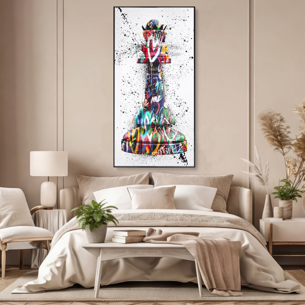 Tablou Canvas Premium LuxCanva® B1048, Chess Queen , Dormitor, Living, Iubire, Regina, Sah, Bella, Multicolor, Culori Vibrante