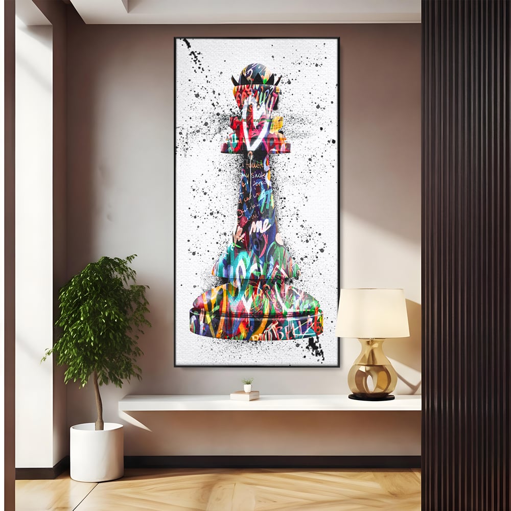 Tablou Canvas Premium LuxCanva® B1048, Chess Queen , Dormitor, Living, Iubire, Regina, Sah, Bella, Multicolor, Culori Vibrante