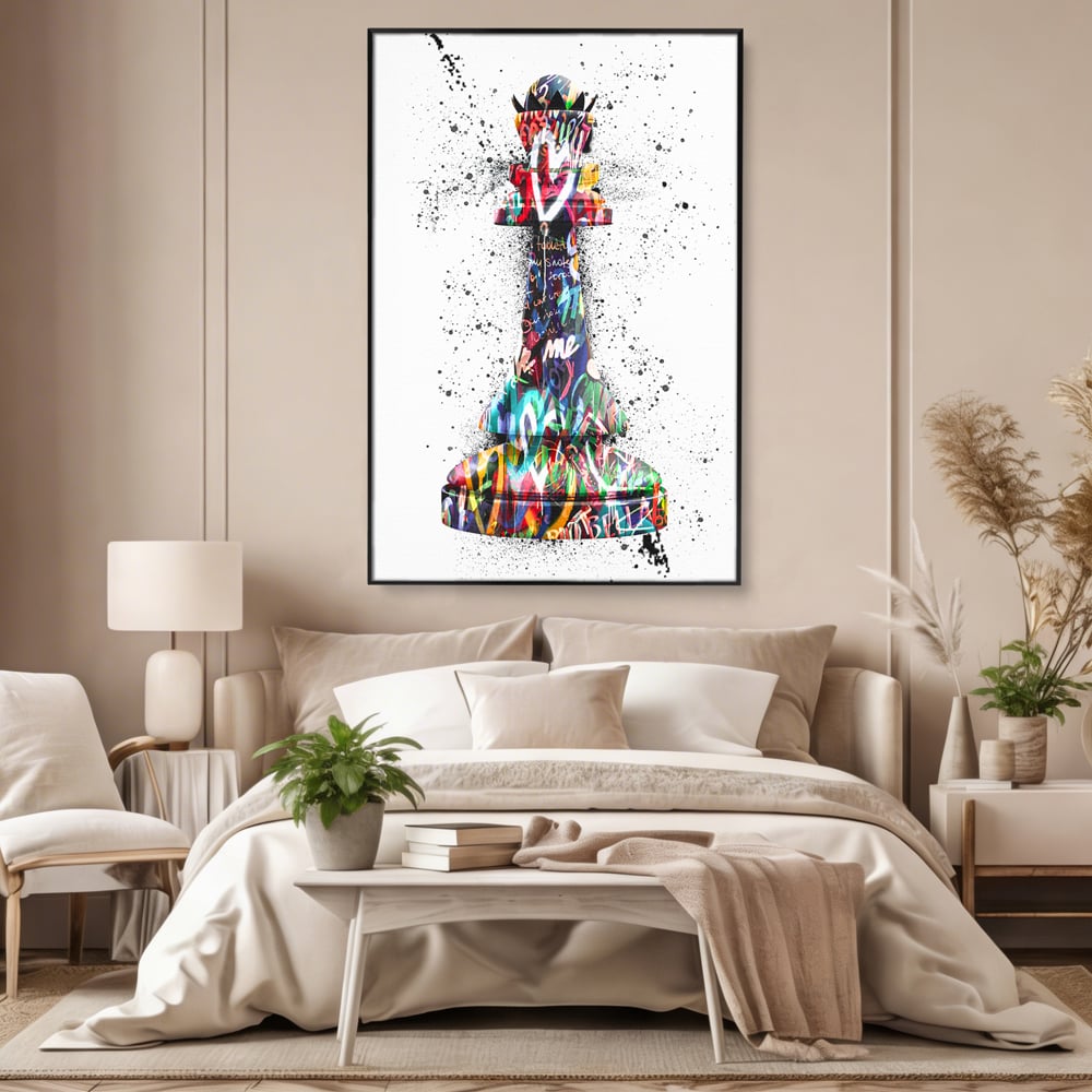 Tablou Canvas Premium LuxCanva® B1048, Chess Queen , Dormitor, Living, Iubire, Regina, Sah, Bella, Multicolor, Culori Vibrante