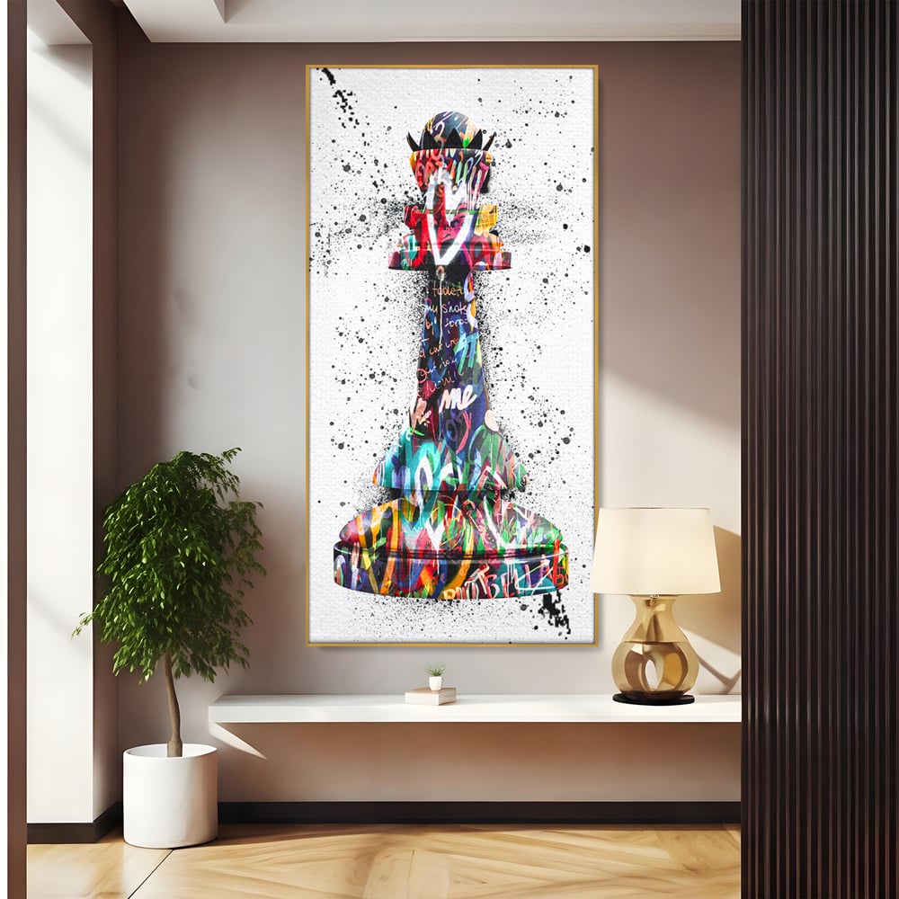 Tablou Canvas Premium LuxCanva® B1048, Chess Queen , Dormitor, Living, Iubire, Regina, Sah, Bella, Multicolor, Culori Vibrante