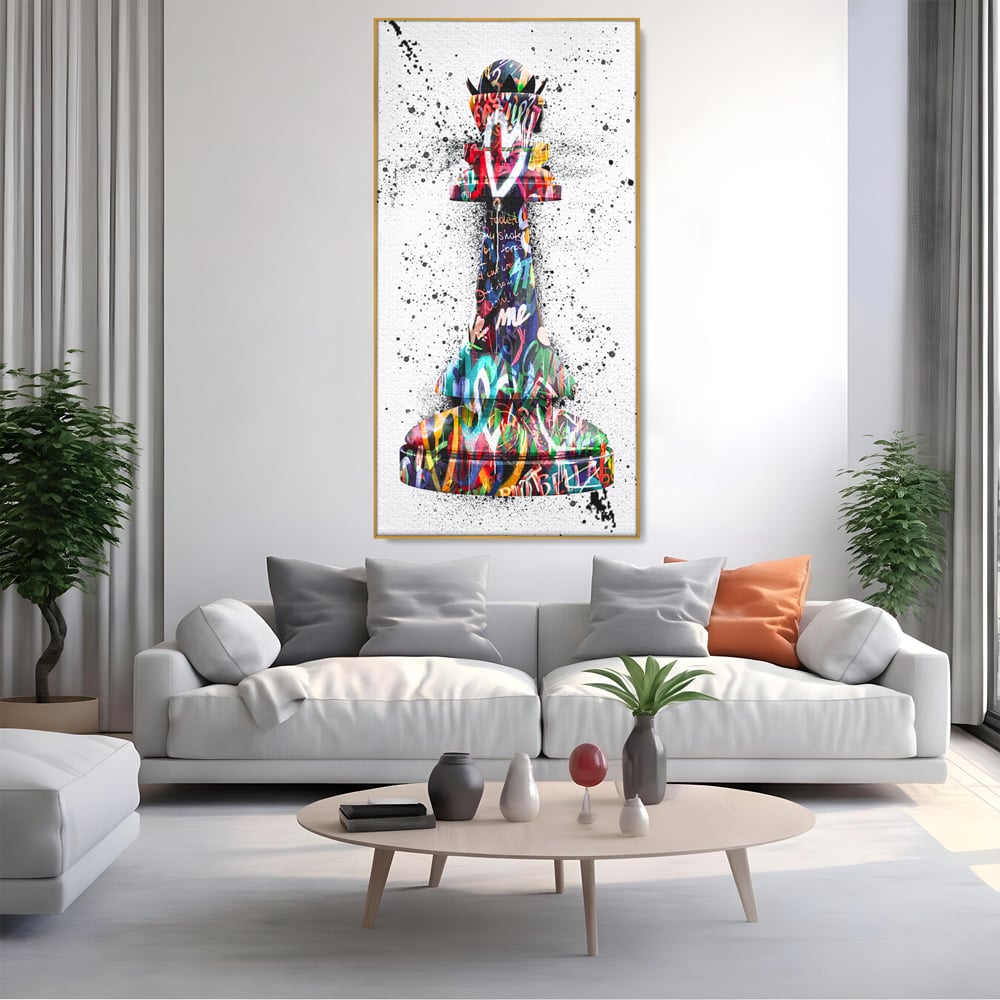 Tablou Canvas Premium LuxCanva® B1048, Chess Queen , Dormitor, Living, Iubire, Regina, Sah, Bella, Multicolor, Culori Vibrante