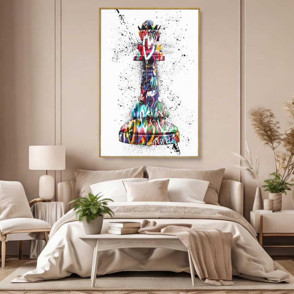Tablou Canvas Premium LuxCanva® B1048, Chess Queen , Dormitor, Living, Iubire, Regina, Sah, Bella, Multicolor, Culori Vibrante
