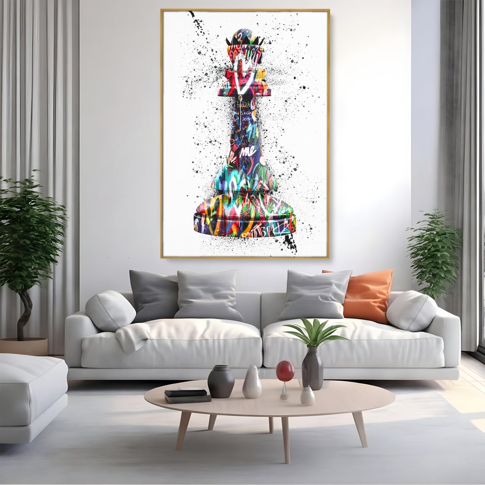 Tablou Canvas Premium LuxCanva® B1048, Chess Queen , Dormitor, Living, Iubire, Regina, Sah, Bella, Multicolor, Culori Vibrante