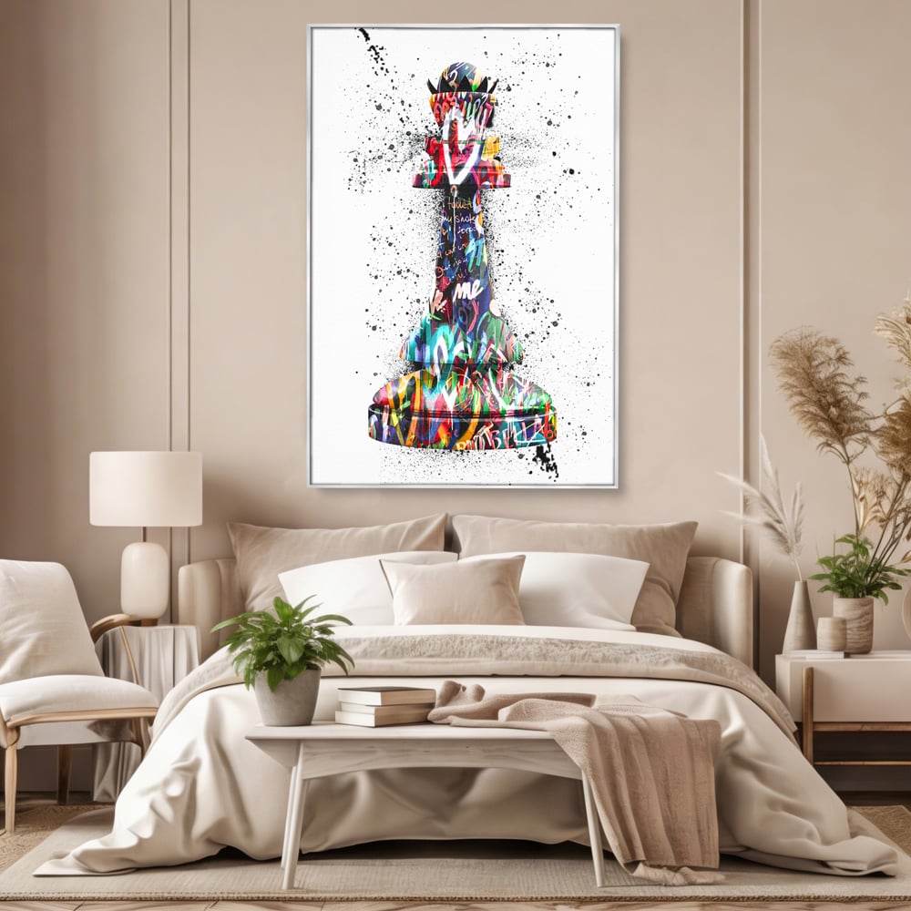 Tablou Canvas Premium LuxCanva® B1048, Chess Queen , Dormitor, Living, Iubire, Regina, Sah, Bella, Multicolor, Culori Vibrante