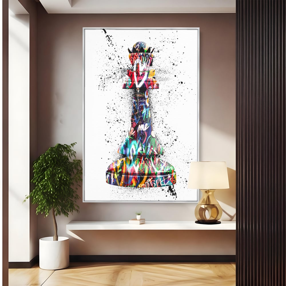 Tablou Canvas Premium LuxCanva® B1048, Chess Queen , Dormitor, Living, Iubire, Regina, Sah, Bella, Multicolor, Culori Vibrante
