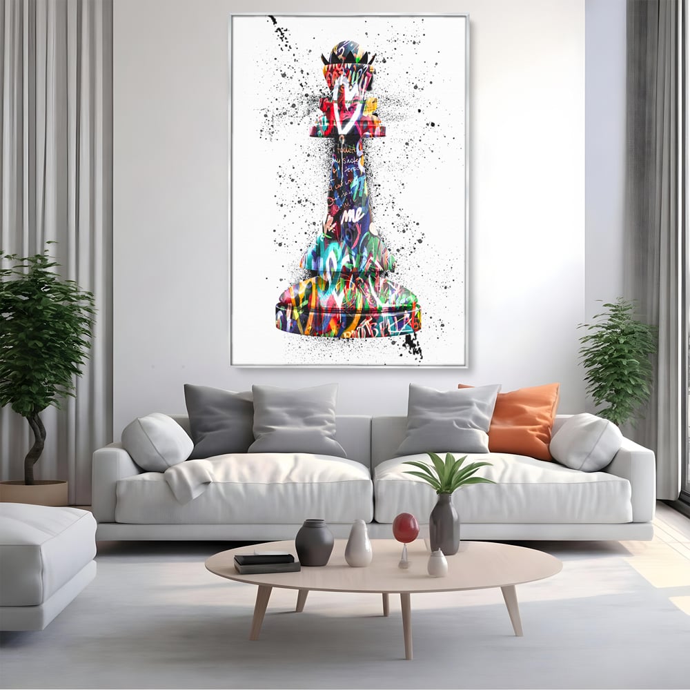 Tablou Canvas Premium LuxCanva® B1048, Chess Queen , Dormitor, Living, Iubire, Regina, Sah, Bella, Multicolor, Culori Vibrante