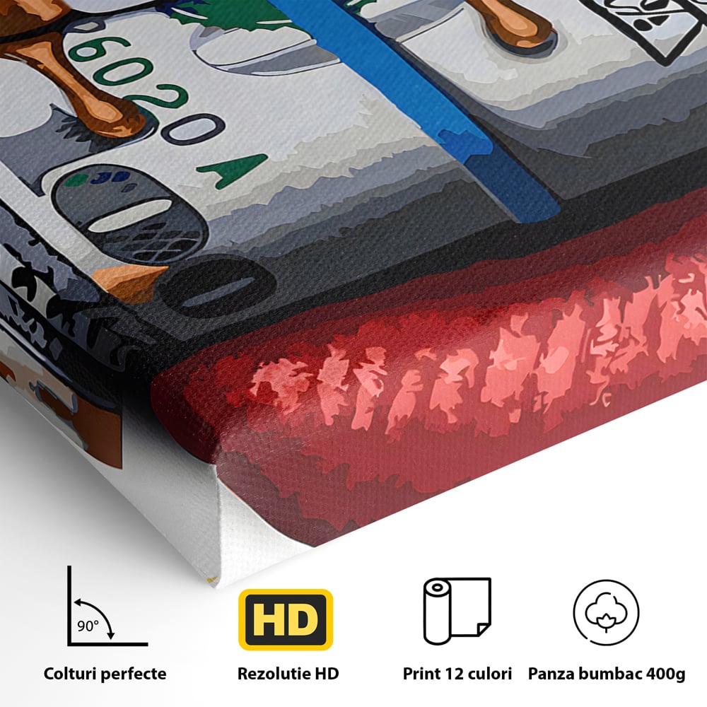 Tablou Canvas Premium LuxCanva® B1049, Dollar Lips , Living, Bani, Financiar, Buze, Rosu, Colorat, Culori Vibrante