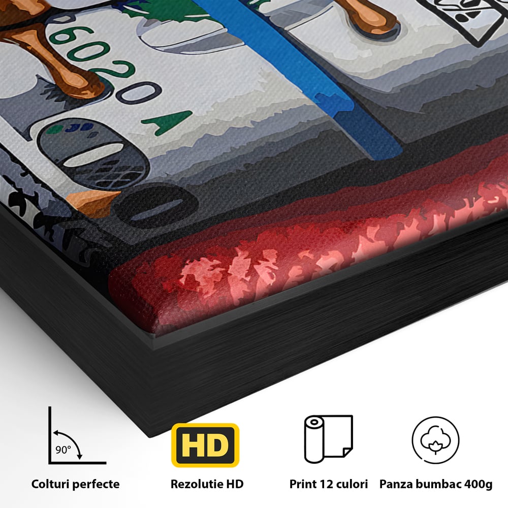 Tablou Canvas Premium LuxCanva® B1049, Dollar Lips , Living, Bani, Financiar, Buze, Rosu, Colorat, Culori Vibrante