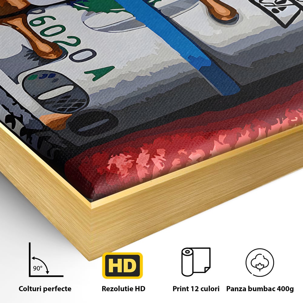 Tablou Canvas Premium LuxCanva® B1049, Dollar Lips , Living, Bani, Financiar, Buze, Rosu, Colorat, Culori Vibrante