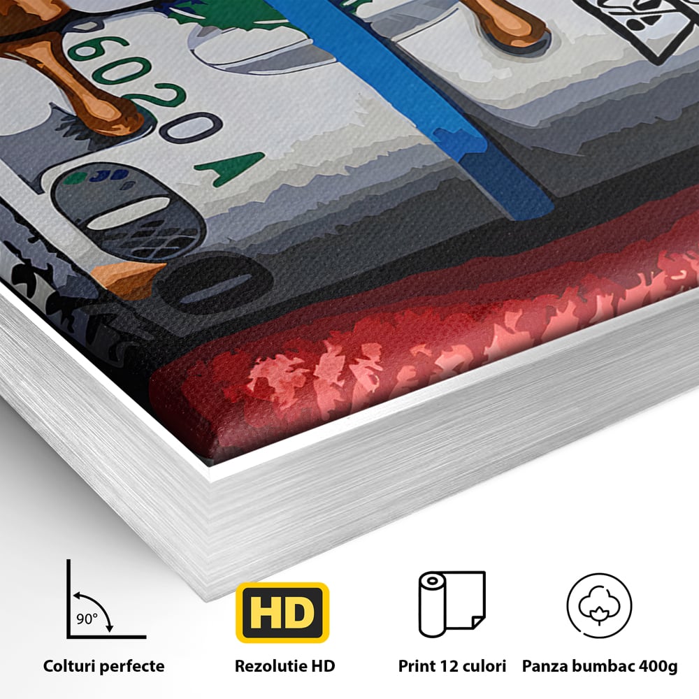 Tablou Canvas Premium LuxCanva® B1049, Dollar Lips , Living, Bani, Financiar, Buze, Rosu, Colorat, Culori Vibrante