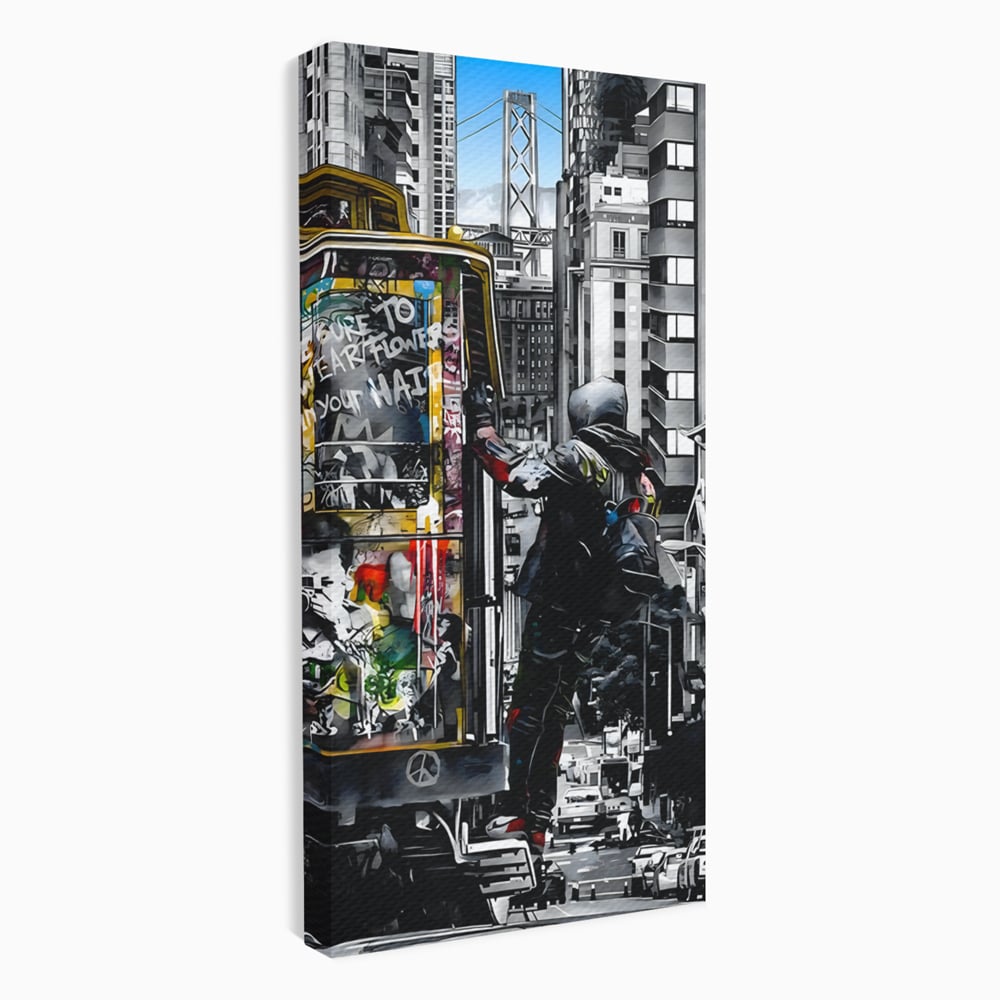 Tablou Canvas Premium LuxCanva® B1054, Calator prin oras , Decorativ, Living, Calator, San Francisco, Oras, Culori Vibrante