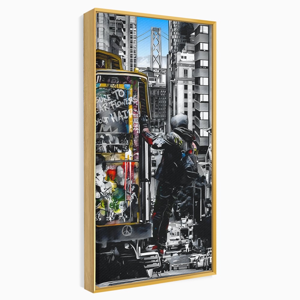 Tablou Canvas Premium LuxCanva® B1054, Calator prin oras , Decorativ, Living, Calator, San Francisco, Oras, Culori Vibrante