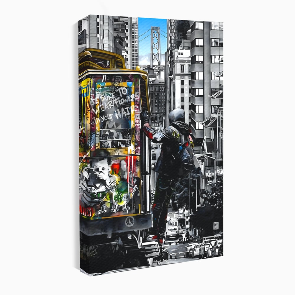 Tablou Canvas Premium LuxCanva® B1054, Calator prin oras , Decorativ, Living, Calator, San Francisco, Oras, Culori Vibrante