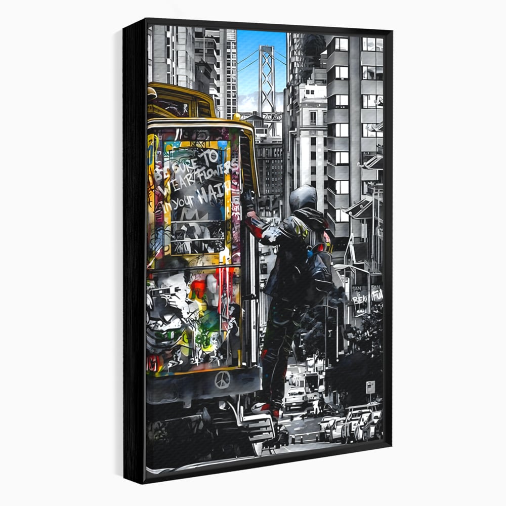 Tablou Canvas Premium LuxCanva® B1054, Calator prin oras , Decorativ, Living, Calator, San Francisco, Oras, Culori Vibrante