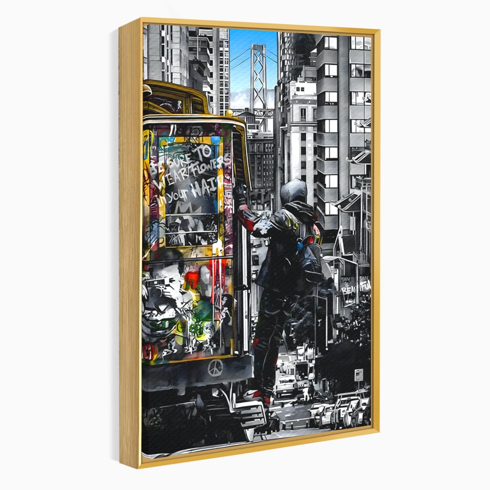 Tablou Canvas Premium LuxCanva® B1054, Calator prin oras , Decorativ, Living, Calator, San Francisco, Oras, Culori Vibrante