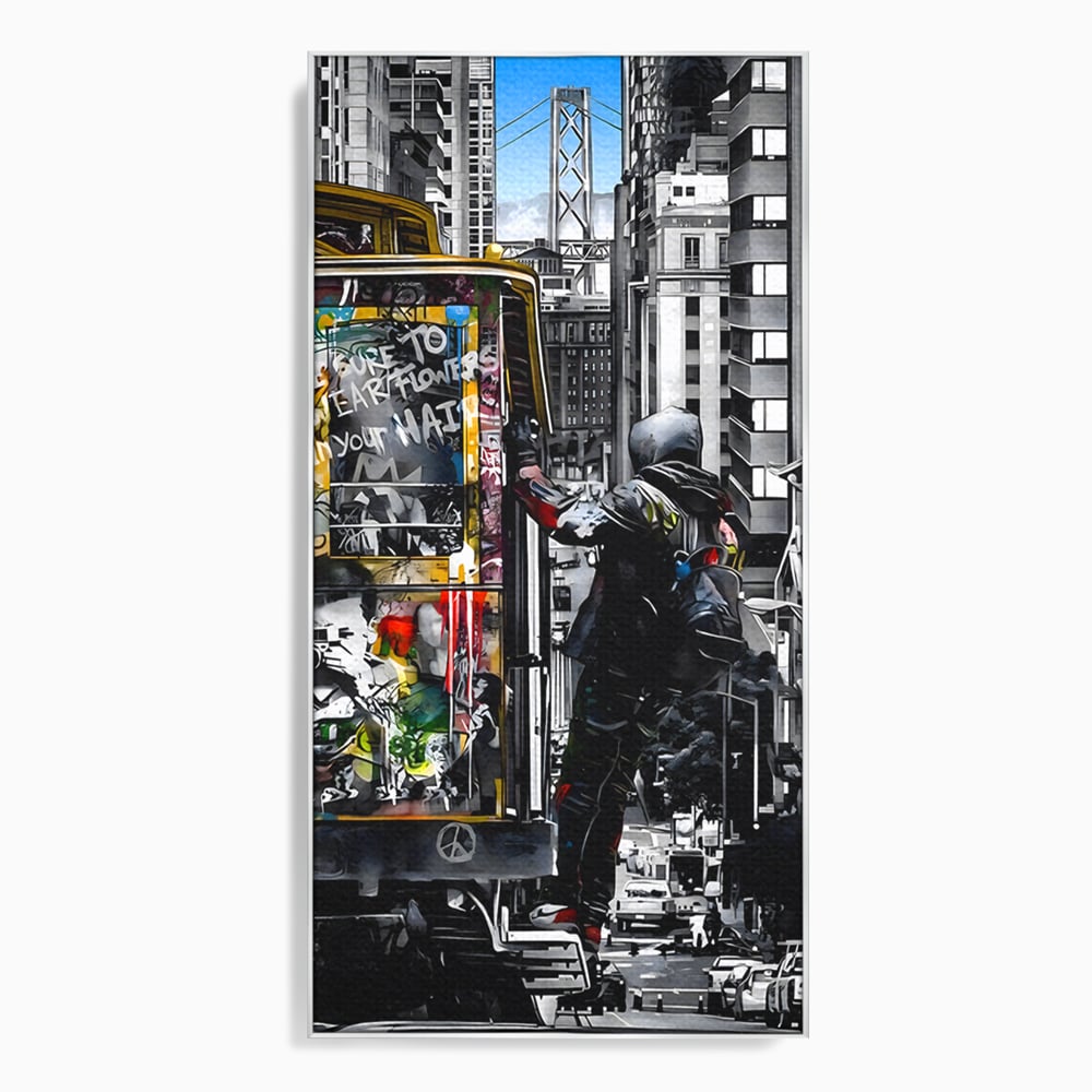 Tablou Canvas Premium LuxCanva® B1054, Calator prin oras , Decorativ, Living, Calator, San Francisco, Oras, Culori Vibrante
