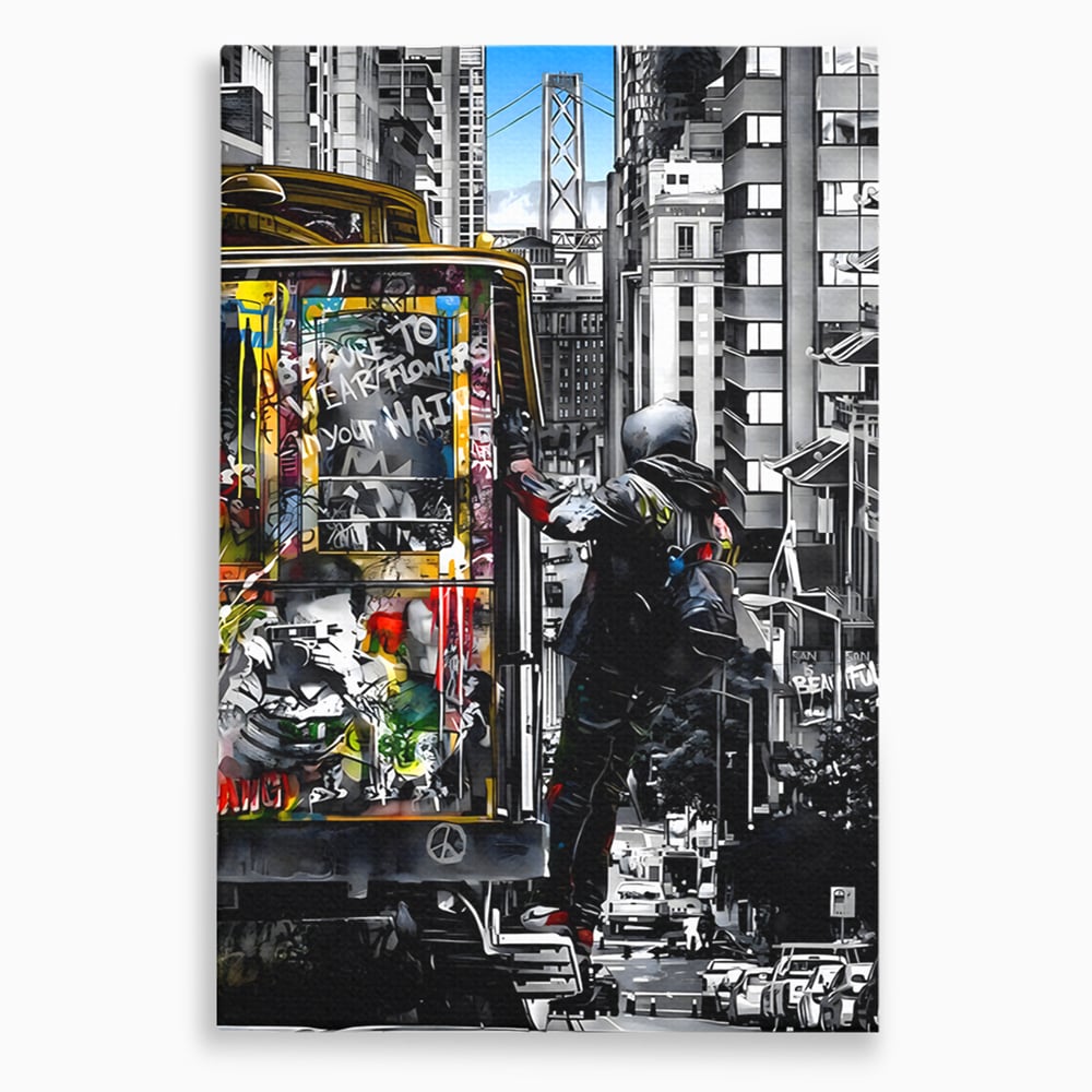 Tablou Canvas Premium LuxCanva® B1054, Calator prin oras , Decorativ, Living, Calator, San Francisco, Oras, Culori Vibrante