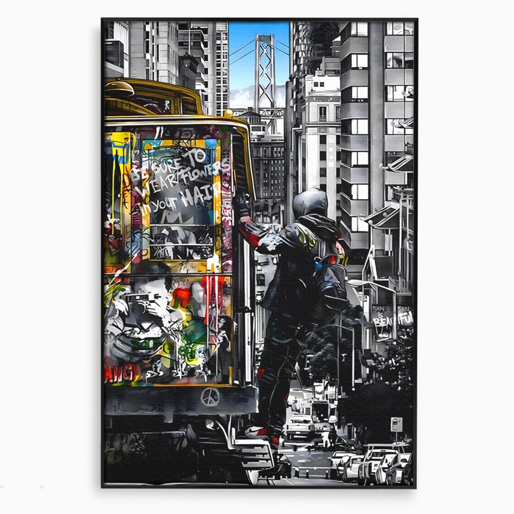 Tablou Canvas Premium LuxCanva® B1054, Calator prin oras , Decorativ, Living, Calator, San Francisco, Oras, Culori Vibrante