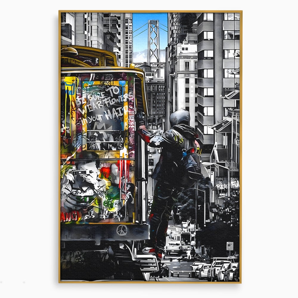 Tablou Canvas Premium LuxCanva® B1054, Calator prin oras , Decorativ, Living, Calator, San Francisco, Oras, Culori Vibrante