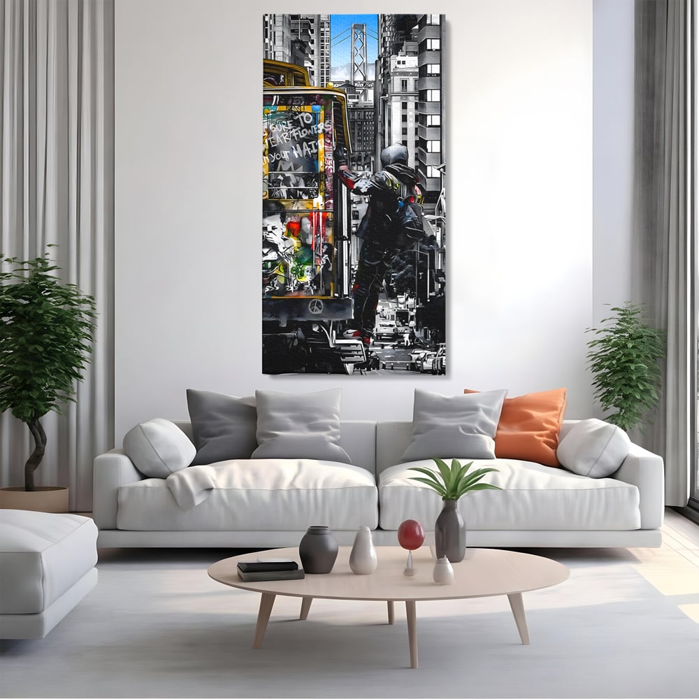 Tablou Canvas Premium LuxCanva® B1054, Calator prin oras , Decorativ, Living, Calator, San Francisco, Oras, Culori Vibrante