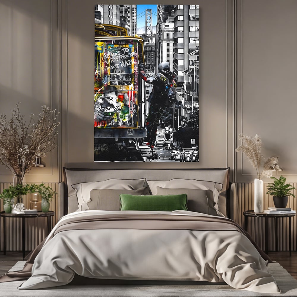 Tablou Canvas Premium LuxCanva® B1054, Calator prin oras , Decorativ, Living, Calator, San Francisco, Oras, Culori Vibrante