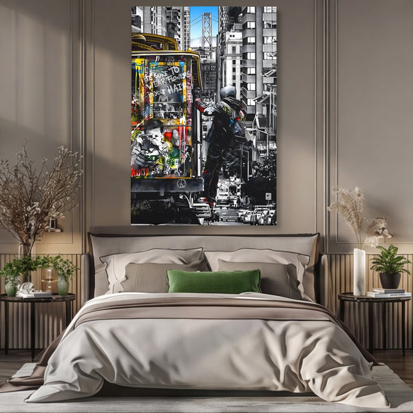 Tablou Canvas Premium LuxCanva® B1054, Calator prin oras , Decorativ, Living, Calator, San Francisco, Oras, Culori Vibrante