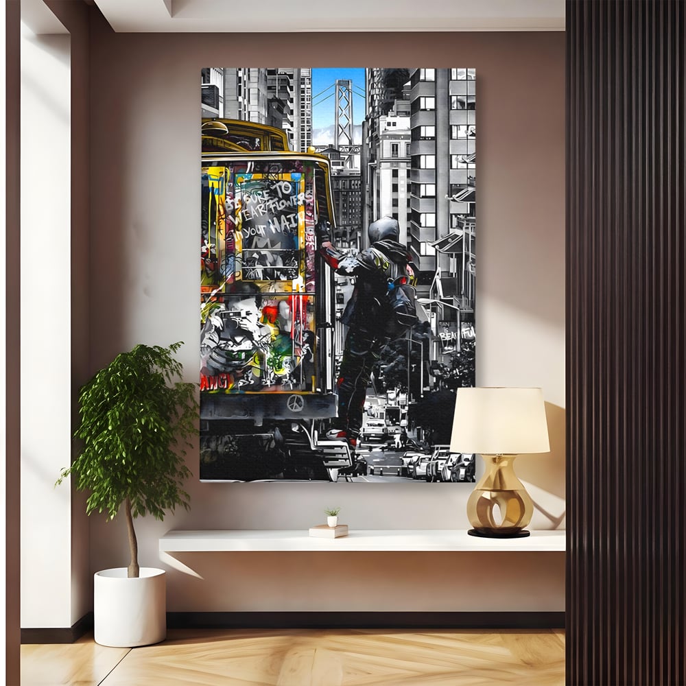 Tablou Canvas Premium LuxCanva® B1054, Calator prin oras , Decorativ, Living, Calator, San Francisco, Oras, Culori Vibrante