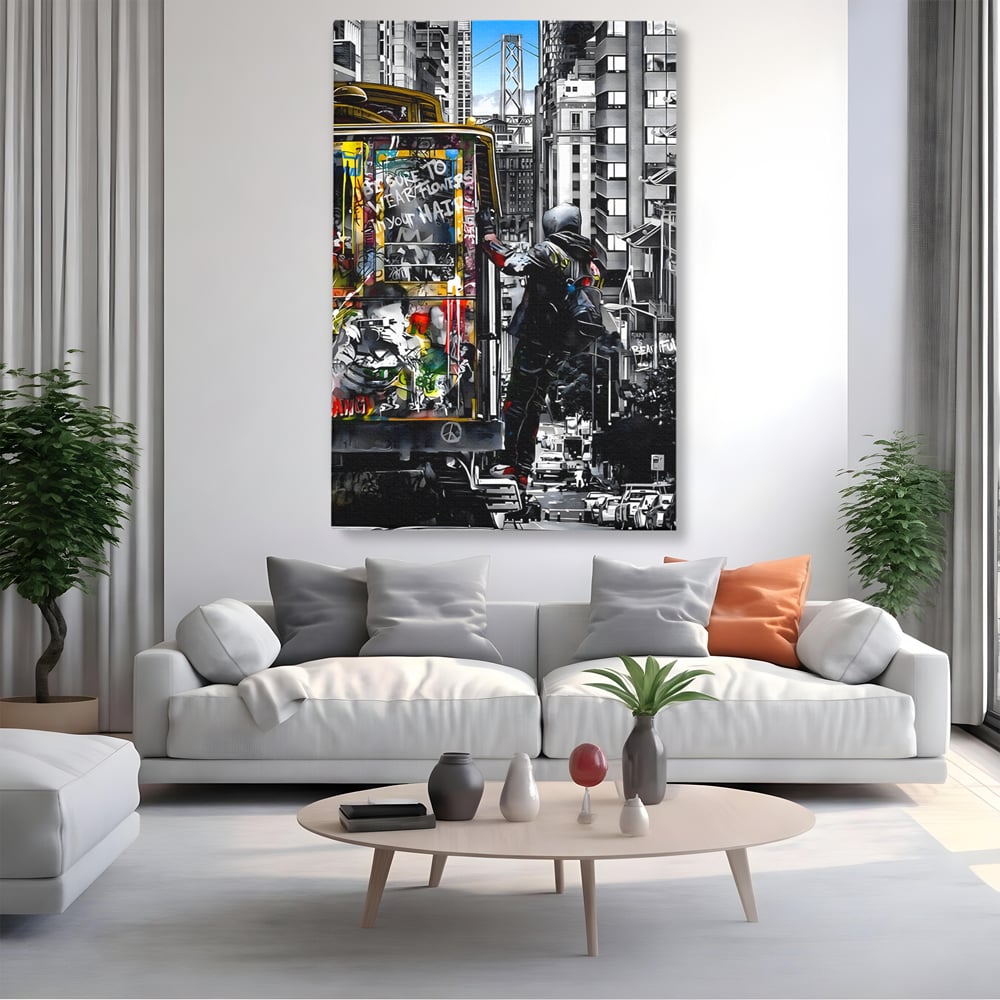Tablou Canvas Premium LuxCanva® B1054, Calator prin oras , Decorativ, Living, Calator, San Francisco, Oras, Culori Vibrante