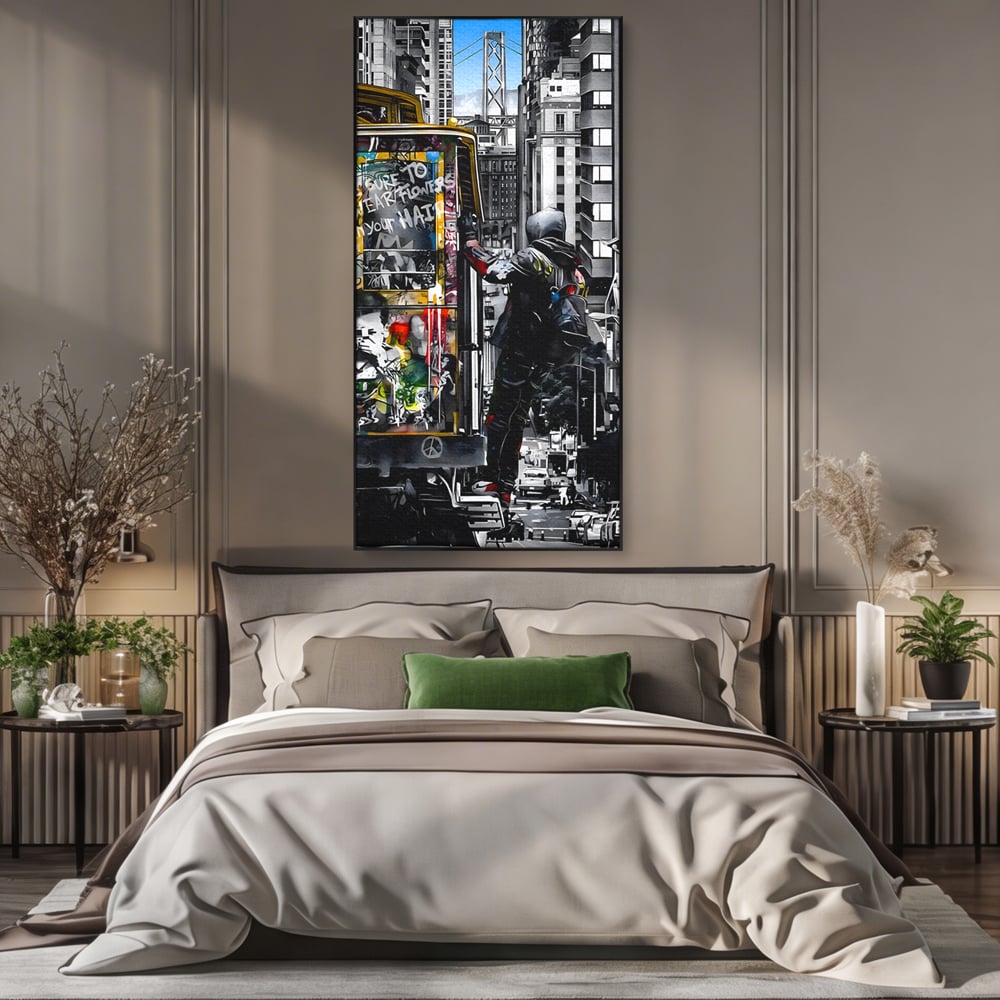 Tablou Canvas Premium LuxCanva® B1054, Calator prin oras , Decorativ, Living, Calator, San Francisco, Oras, Culori Vibrante