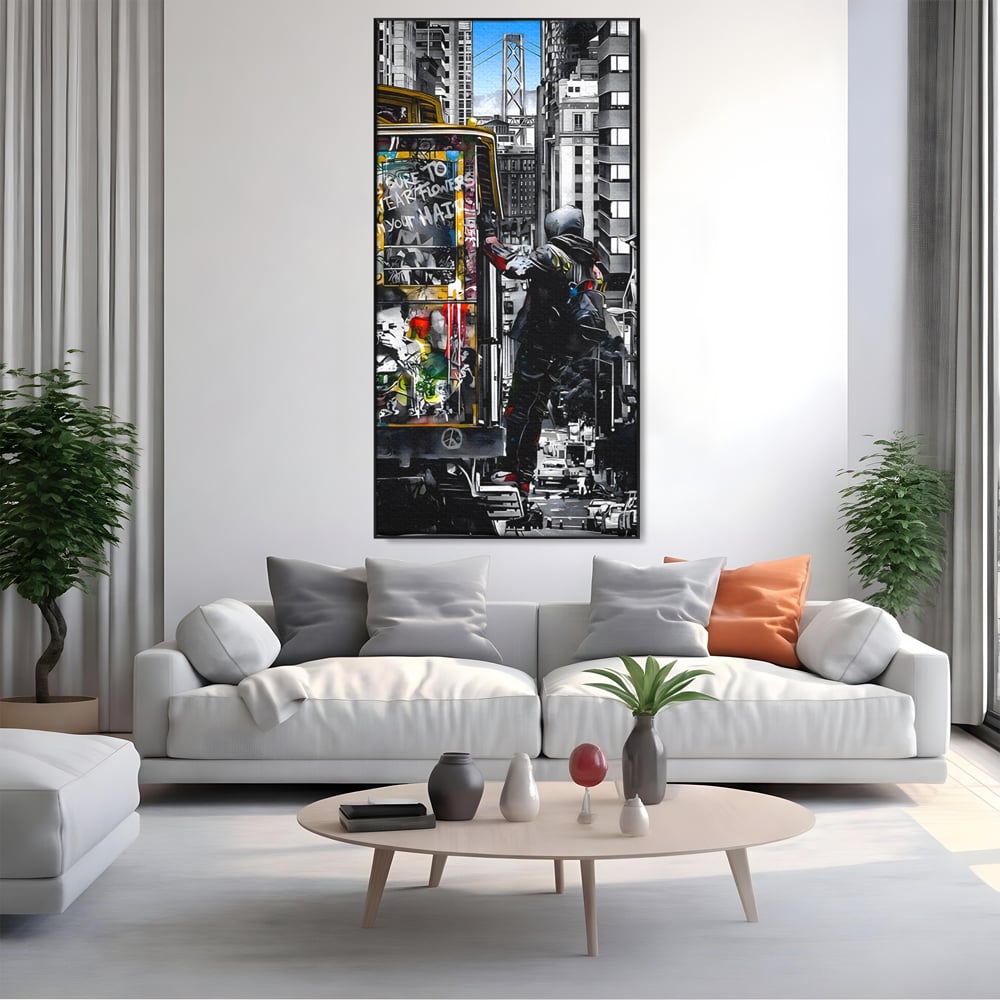 Tablou Canvas Premium LuxCanva® B1054, Calator prin oras , Decorativ, Living, Calator, San Francisco, Oras, Culori Vibrante