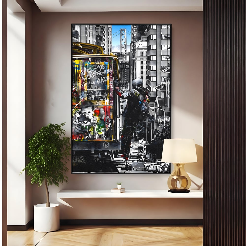Tablou Canvas Premium LuxCanva® B1054, Calator prin oras , Decorativ, Living, Calator, San Francisco, Oras, Culori Vibrante