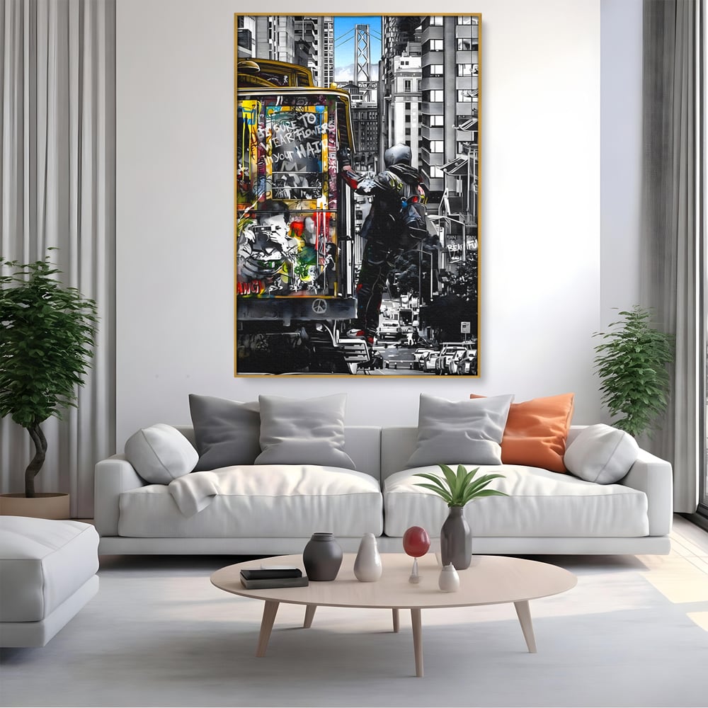 Tablou Canvas Premium LuxCanva® B1054, Calator prin oras , Decorativ, Living, Calator, San Francisco, Oras, Culori Vibrante