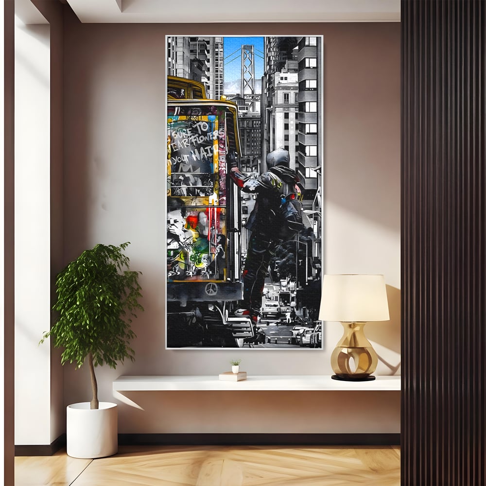 Tablou Canvas Premium LuxCanva® B1054, Calator prin oras , Decorativ, Living, Calator, San Francisco, Oras, Culori Vibrante